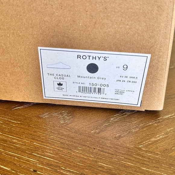 Rothys The Casual Clog Mountain Grey Size 9 - Picture 2 of 6